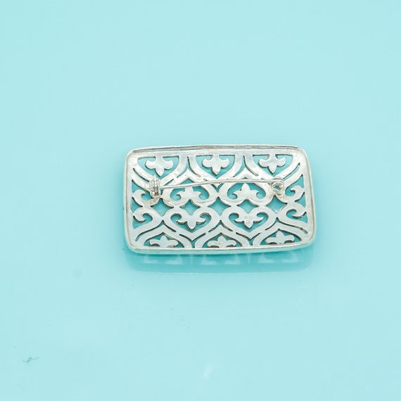 Brooch/Pin. Vintage 925 Sterling Silver Rectangul… - image 2