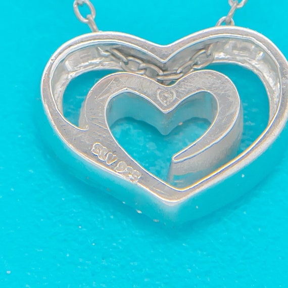 Sterling Silver 925 Vintage Diamond Heart within … - image 6