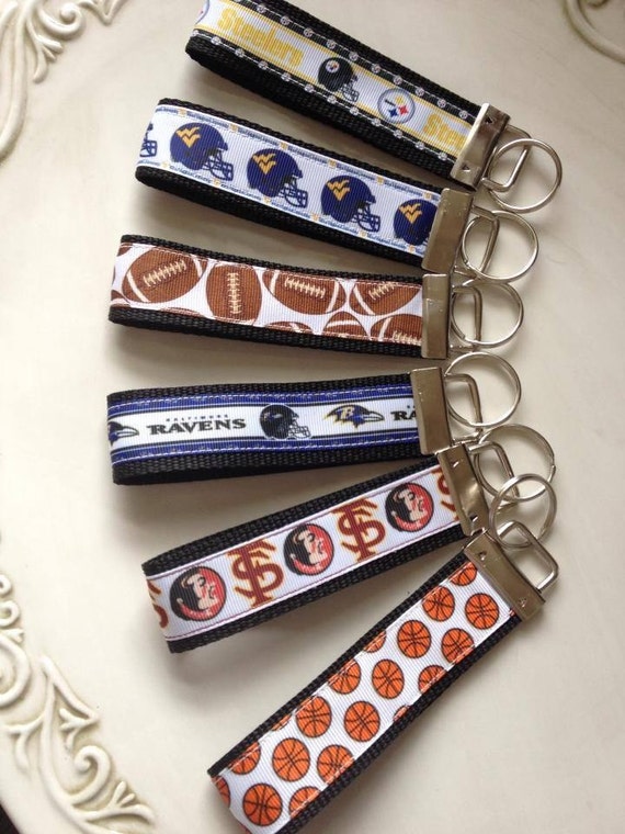 Items similar to Fob key chains, key chains, ribbon, nfl, football key