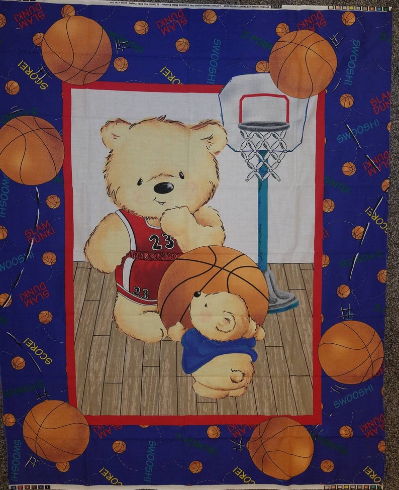 Cranston Home #23 Teedy Bear Basketball Panel Cut n Sew Panel Kramer