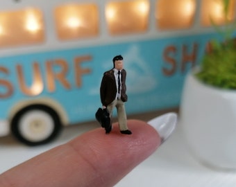 NEW 1 tiny miniature  businessman  miniature  people figures hand painted for craft diorama, terrarium, jewelry dome ho scale