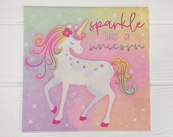 2 pièces scintillent comme une serviette licorne, serviette de découpage, serviettes en papier, découpage, collage serviette de papier bricolage artisanat