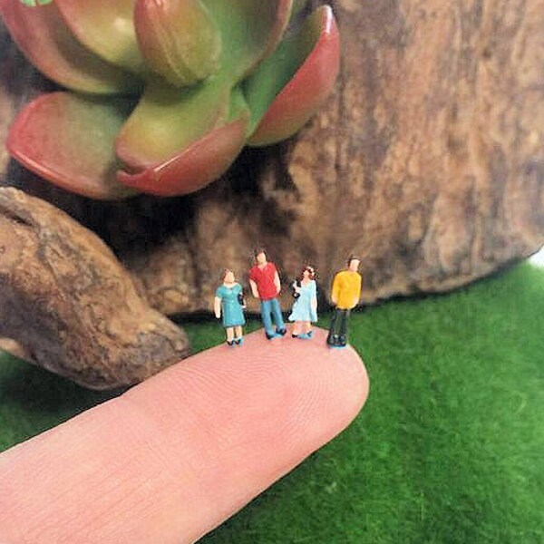 10 small micro miniature plastic people figures diorama or glass ball terrarium or miniature dome jewelry glass ball filler