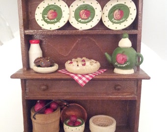 miniatures wooden country buffet food