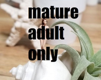 MATURE CONTENT hand painted plastic figure miniature terrarium or diorama nude curious sexy lady handpaint original gift