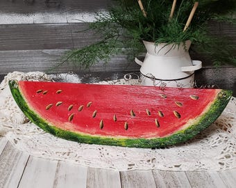 Handmade Wooden Watermelon Decor: Large Garden Hanger or Tabletop Display