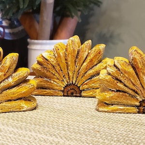 Handmade Wooden Sunflower Wedge by Artist: Rustic Fall Decor (5x3x.75-1 inch),Made in USA,All Seasons Gift