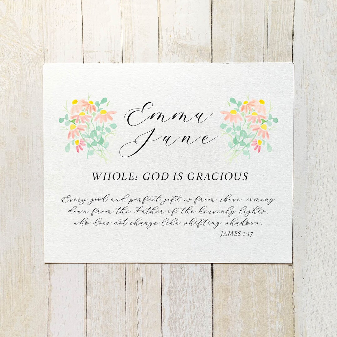 Custom Calligraphy Font and Watercolor Name Art, Name Meaning Art, Baby