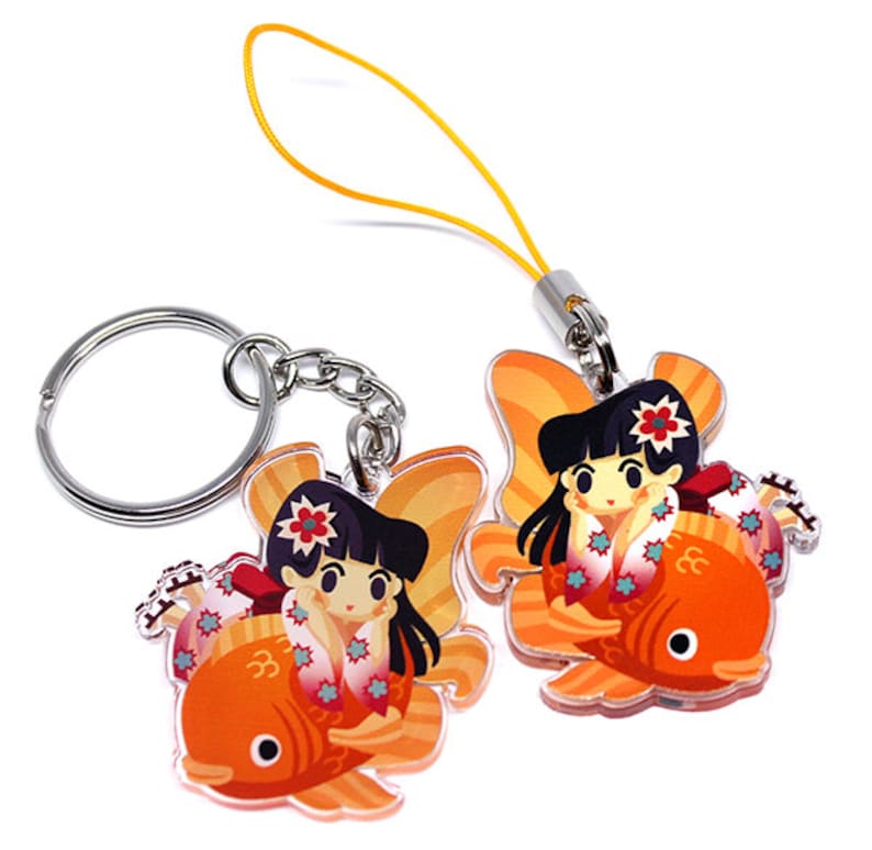 Cute Kimono Keychain cute japanese girl hanami sakura Etsy