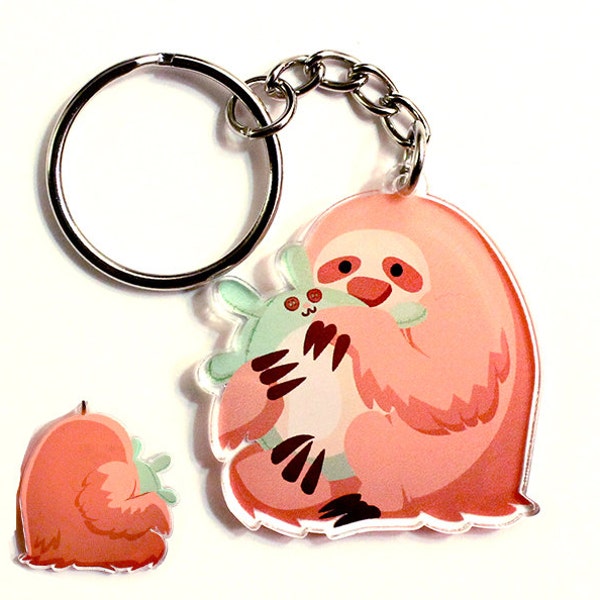 Cute Sloth Keychain or Phone Charm - a great gift for animal lovers or sloth lovers!