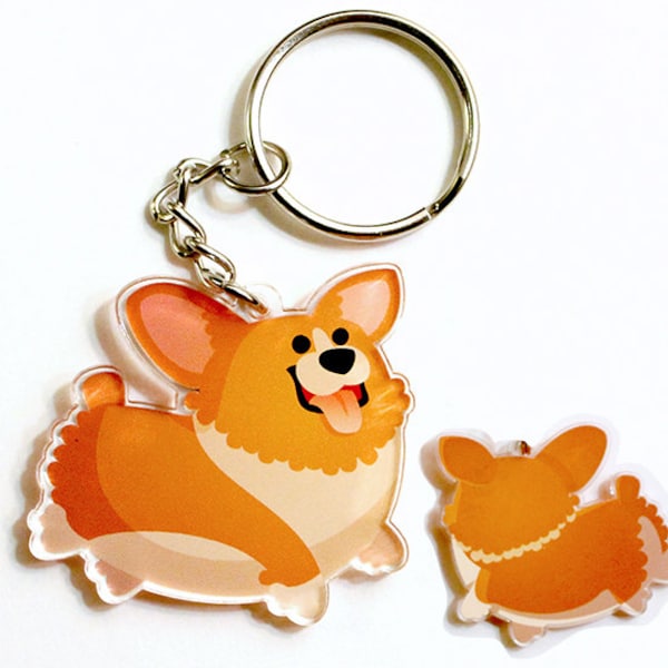 Cute Corgi Keychain or Phone Charm - dog lover gift - welsh corgi - corgi butt - key ring - kawaii accessories - gifts for dog moms