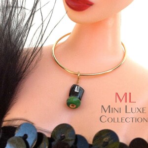OOAK Fashion Doll Diamond Necklace: Emerald, Onyx, 14k Gold