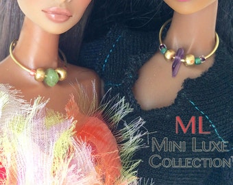 Doll Table Gifts Doll Jewelry 10 Gemstone Doll Necklaces for Fashion Royalty, Poppy Parker and Other 12 Inch Dolls 1:6 Scale Doll Collector