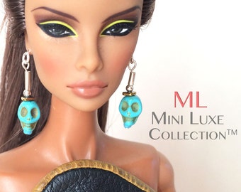 Doll Jewelry - Skull Earrings - Fashion Royalty dolls, Poppy Parker, Barbie dolls, and Silkstone Barbie -- Mini Luxe Collection