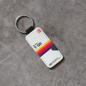 VHS Blank Video Cassette Inspired Vegan Leather Keychain