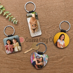 Personalized Photo Keychain Custom Keyring Vegan Leather