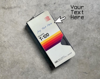 Custom VHS-videorecordercassette Gepersonaliseerde vegan leren portemonnee voor dames