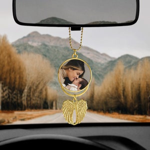 Rearview Mirror Charm Car Angel Wings Ornament Hanging Rear View Mirror Charm