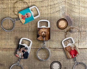 Gepersonaliseerde flesopener sleutelhanger van veganistisch leer Aangepaste sleutelhanger