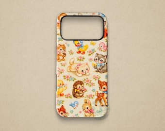 Vintage baby Animal iPhone 17-hoesje, retro MagSafe-hoesje in cottage-stijl