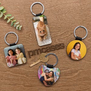 Personalized Photo Keychain Custom Key Holder Vegan Leather