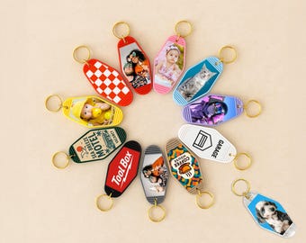 Gepersonaliseerde motelsleutelhanger Vintage hotelsleutelhanger Logo foto