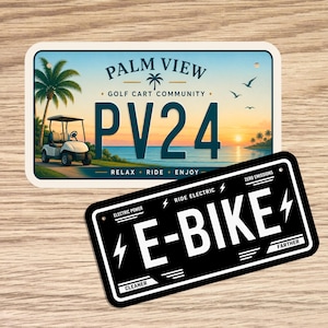 Placa personalizada para bicicleta eléctrica, etiqueta personalizada para carrito de golf, mini placa de matrícula 4x7 3x6, etiqueta personalizada para ATV, placa personalizada para bicicleta, etiqueta novedosa para bicicleta infantil