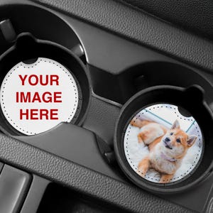 2-Pack 2.5&quot; Round Vegan Leather Personalized Car Coasters Customized