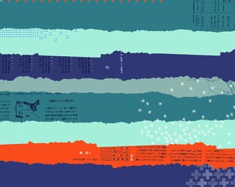 BeSpoke Double Gauze Ephemera Navy Red Blue Lightweight Cotton and Steel Fabric BTY