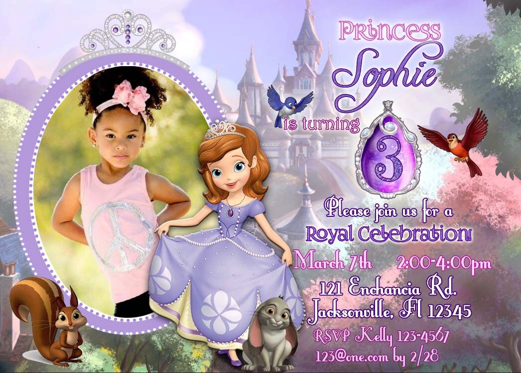 Digital Sofia the First Invitation Sofia the First Invite Etsy