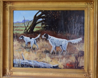 Oil Painting, Hunting dogs, oil painting of dogs, Hunting decor, upland dogs, upland art, sportsman art, hunting lodge, office decor