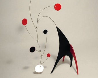 Tresor S Modern Art Sculpture Mobile Stabile Table Top Abstract Kinetic Decor Size Small first photo red black white