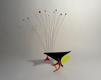 Modern Kinetic Art Stabile: "Spring Chicken" Tabletop Sculpture One of  kind