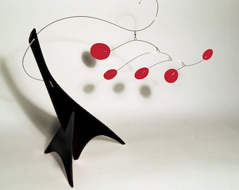 Stabile Mobile Peacenik Modern Art Table top Sculpture Art Home Decor 16"w x 12"h Black red