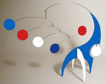 Modern S Art Sculpture Mobile Stabile Table Top Abstract Kinetic Decor Lil Swinger Small Rare Bt. Blue