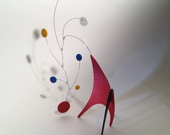 Small Modern Art Sculpture Mobile - Kinetic Tabletop Decor
