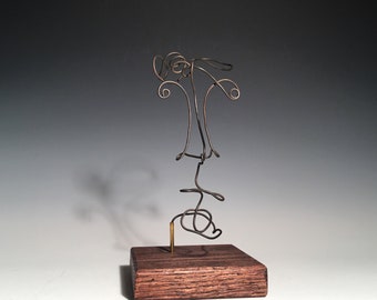 Wire face Stabile Art Piece Tabletop Mobile Kinetic Sculpture Home Decor