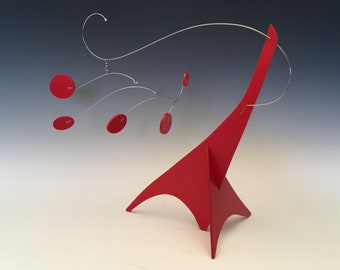 Peacenik Stabile Table Top Mobile Sculpture Home Decor Kinetic Modern Art Small all red