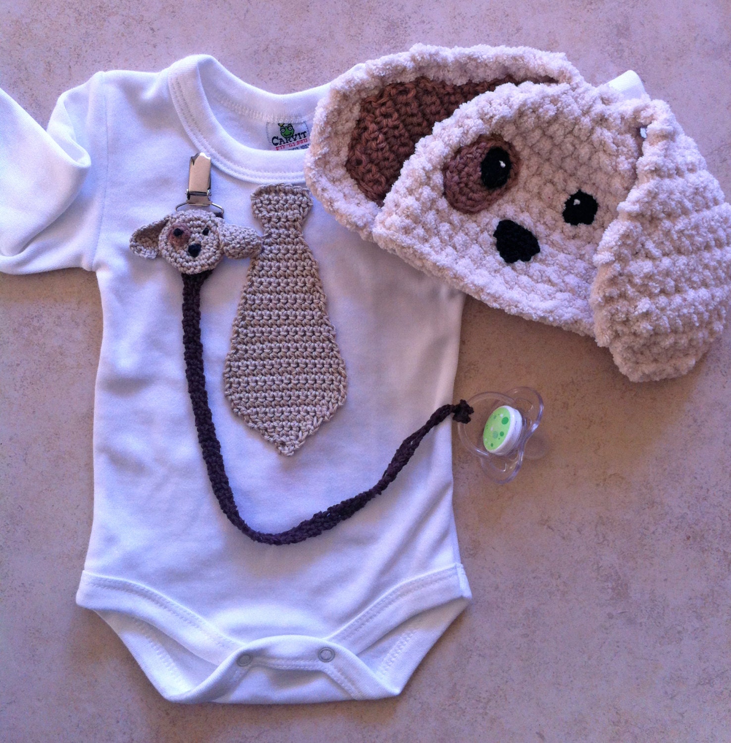 Crochet Handmade Puppy Dog Onesies Outfit Earflap Beanie Etsy