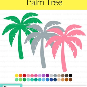 Palm Tree, Digital Palm Tree Clipart, Multiple Colors, 30 Colors, Instant Download PNG