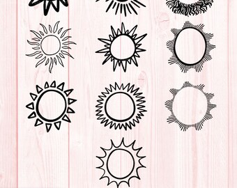 Sun Digital Bundle PNG, Sun Clipart, Hand Drawn Suns, Sun Illustrations, Digital Suns, Line Art Sun, Sun doodle clipart, Sun Download PNG