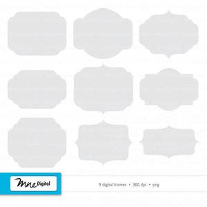 Pode incluir: Nove molduras digitais cinzas de diferentes formas e tamanhos. As molduras são perfeitas para adicionar um toque vintage aos seus designs digitais.