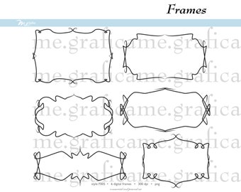 Digital Frames Instant Download Clip Art Scrapbook Web Blog Calligraphic