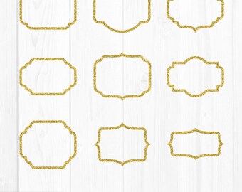 Digitale Gouden Glitter Transparante Frames, Gouden Transparante Frames, Gouden Glitter Frames, Gouden Frames PNG