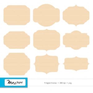 May include: Nine digital frames in a light peach color with various ornate designs. The frames are perfect for adding a vintage touch to your digital projects.