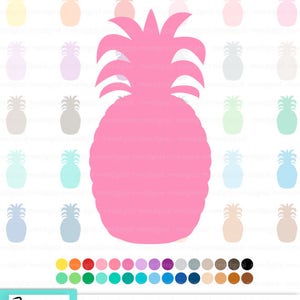 Pineapple Clipart, Digital Pineapple Art, Pineapple Rainbow Colors, Instant Download PNG