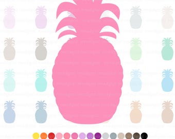 Pineapple Clipart, Digital Pineapple Art, Pineapple Rainbow Colors, Instant Download PNG