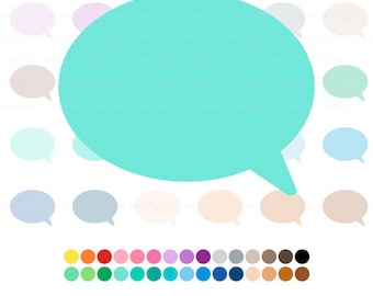 Digitale tekstballon, Afdrukbaar, Solide tekstballon, ovaal, regenboogkleuren, 30 kleuren, direct downloaden, png