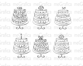 Cake png Bundle, Cake Doodle Art, Téléchargement instantané, Gâteaux numériques, Cuisson png