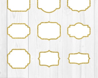 Digitale gouden glitterlijsten, gouden transparante lijsten, massief gouden glitterlijsten, gouden lijsten, png